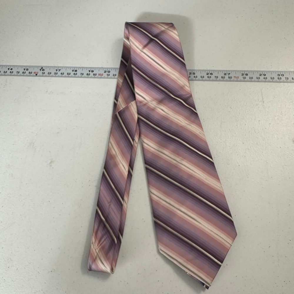 Joseph & Feiss Mens Silk Tie Purple Lavender Mauve Striped Hand Made Wedding